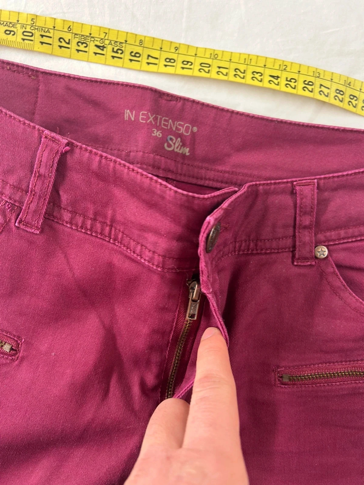 Jeans slim vermelho bordeaux in extenso – photo 8